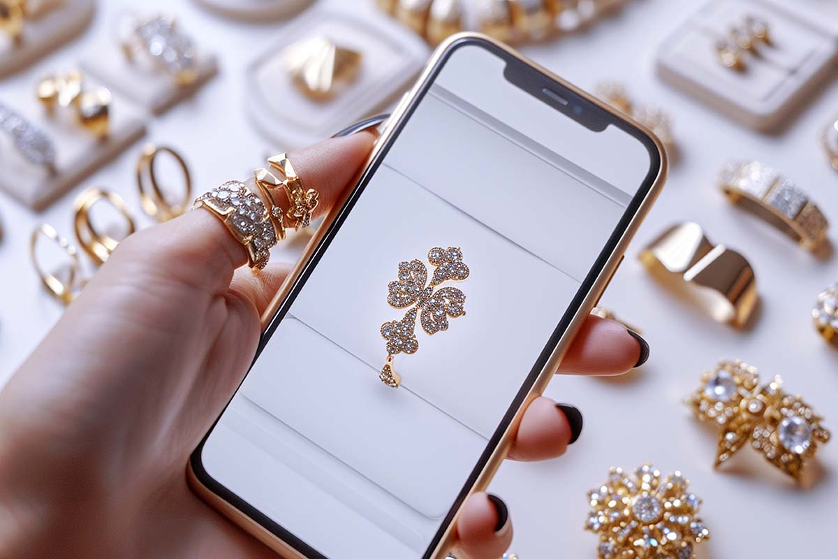 スマートフォン画面に表示されたジュエリー